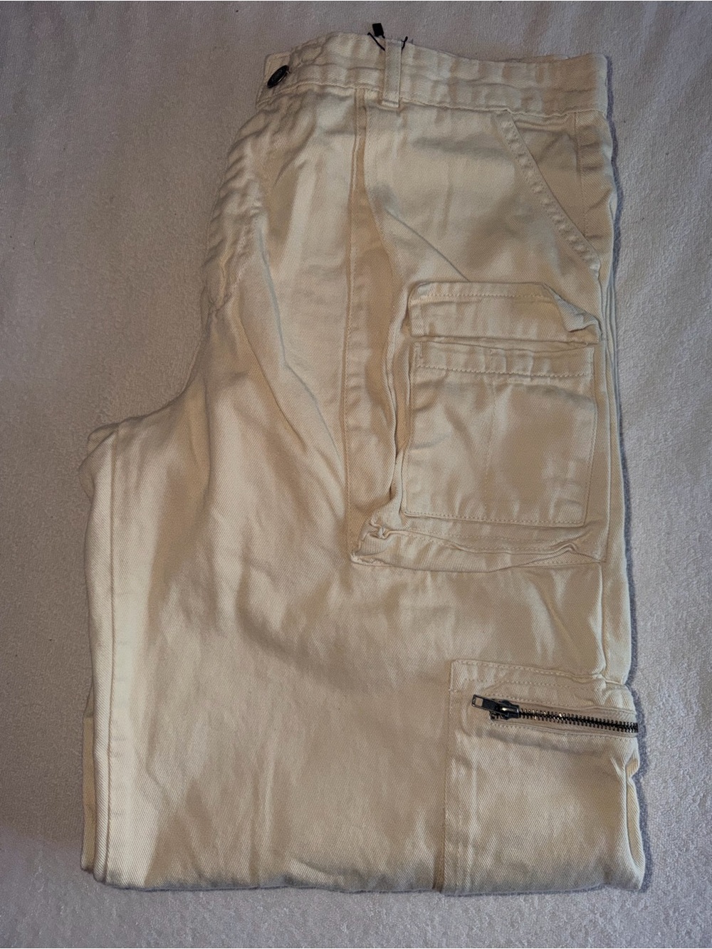 Boohooman Cream Utility Cargo Pants